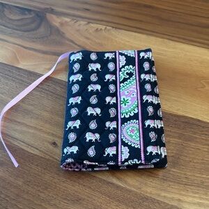 Vera Bradley Pink Black Paisley Quilted Book Bible Cover Passport Travel Wallet